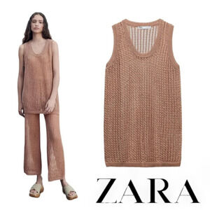 ZARA | Earth | POINTELLE KNIT TOP